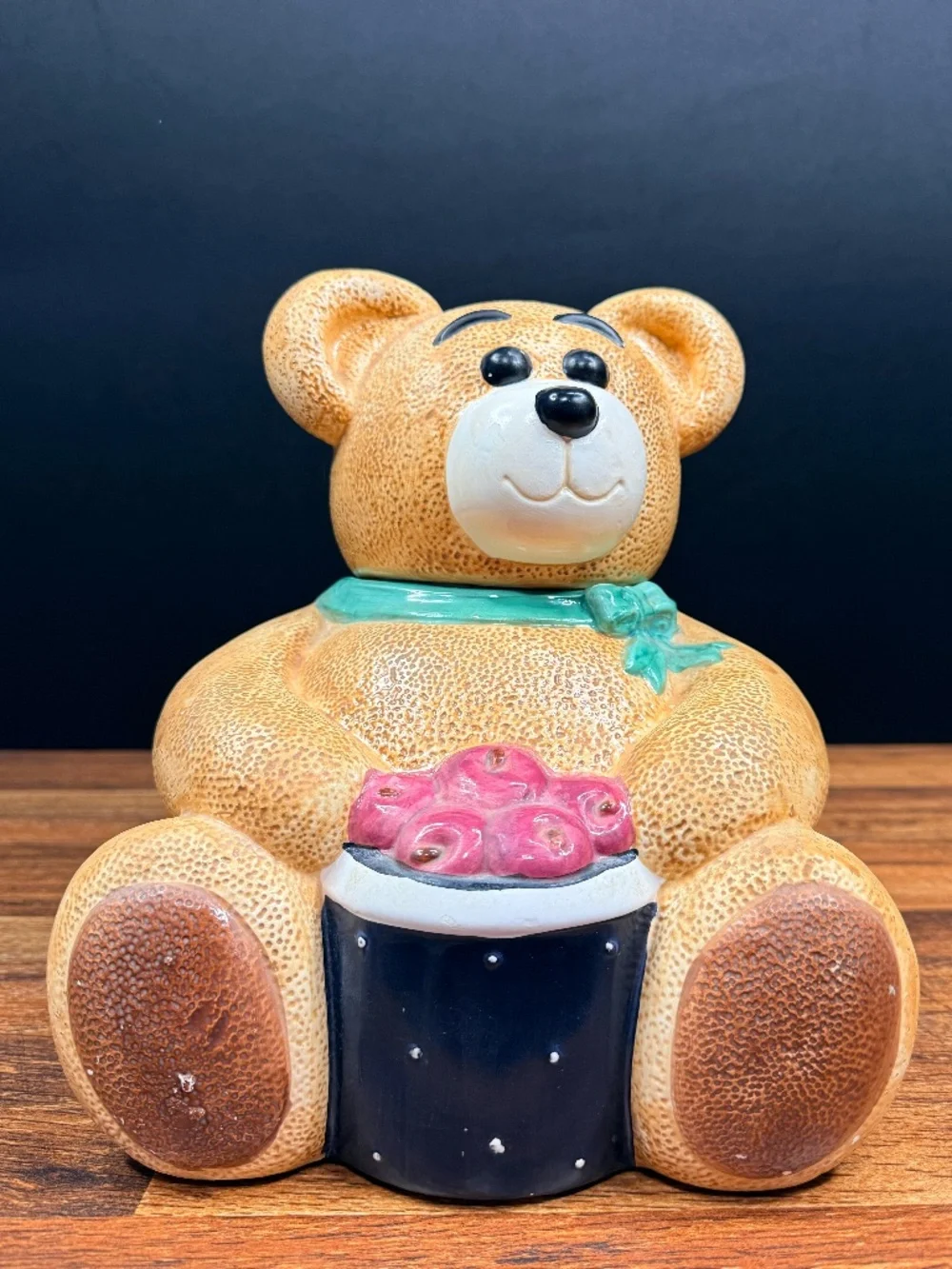 GKRO Teddy Bear with Basket of Apples Cookie Jar